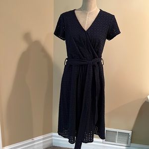 Brooks Brothers Navy Eyelet Wrap Dress